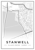 Street map poster of Stanwell village centre, Surrey