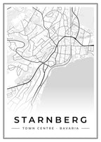 Street map poster of Starnberg town centre, Bavaria