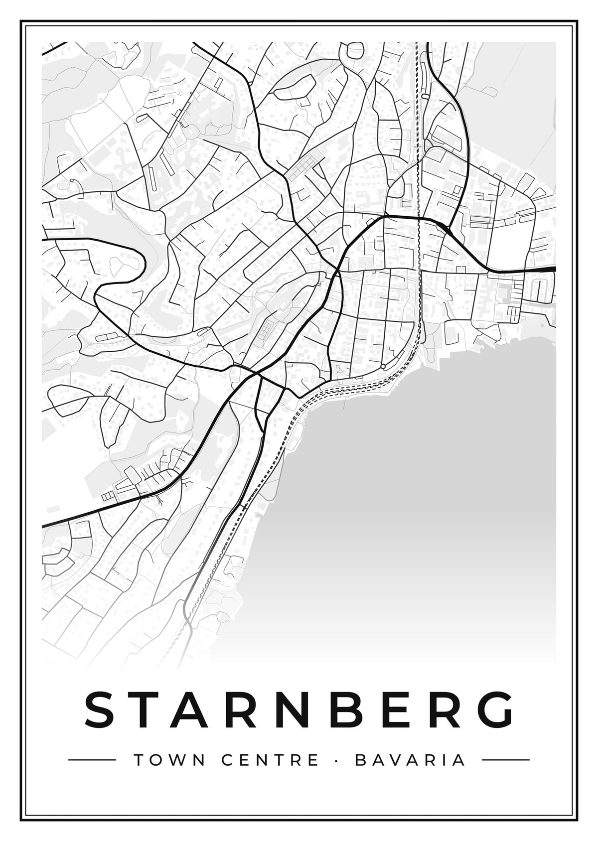 Street map poster of Starnberg town centre, Bavaria