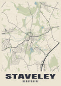 Street map poster of Staveley, Derbyshire