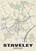 Street map poster of Staveley, Derbyshire