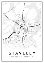 Street map poster of Staveley town centre, Derbyshire