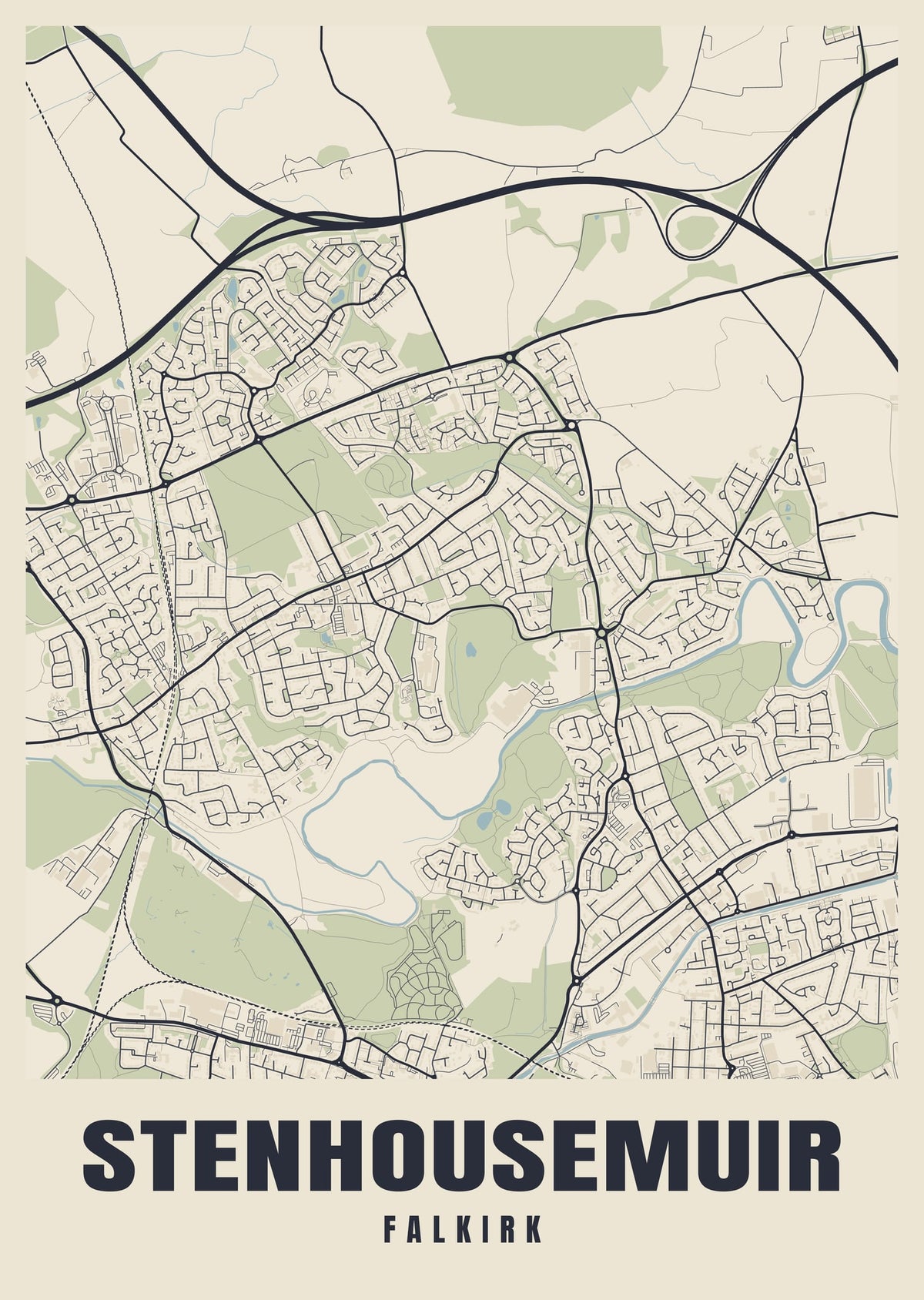 Street map poster of Stenhousemuir, Falkirk