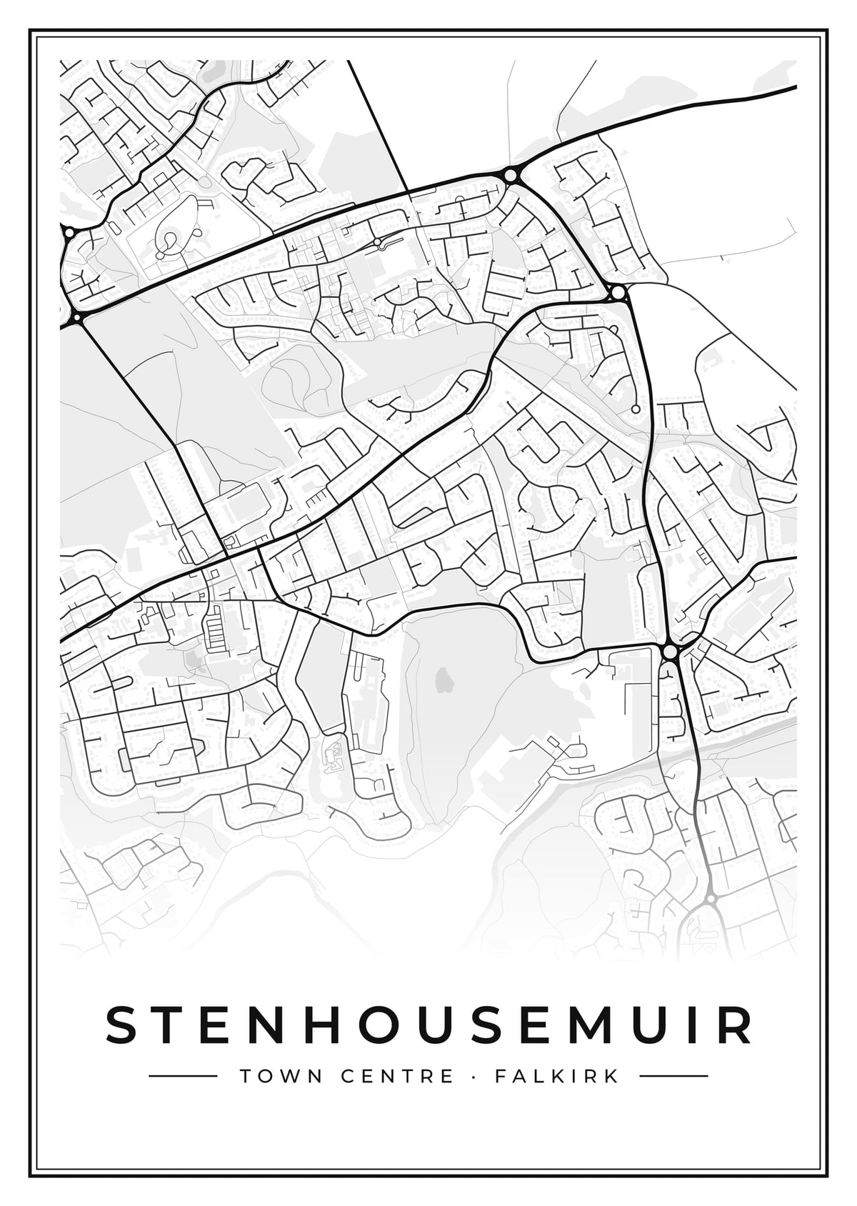 Street map poster of Stenhousemuir town centre, Falkirk