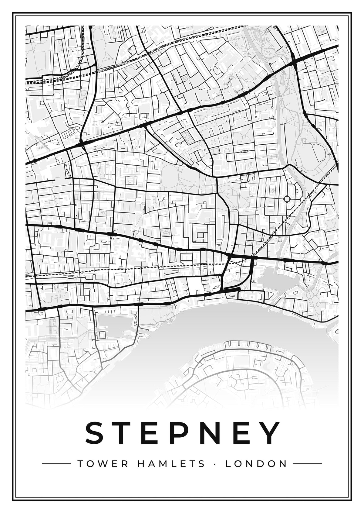 Street map poster of Stepney, Tower Hamlets, London