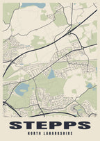 Street map poster of Stepps, North Lanarkshire