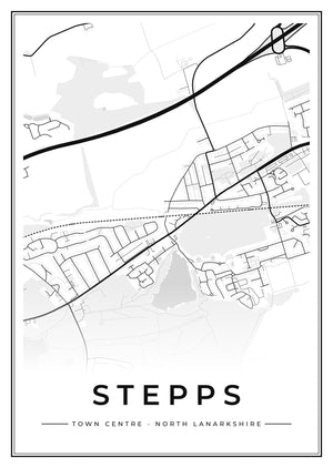 Stepps Town Centre Street Map Poster