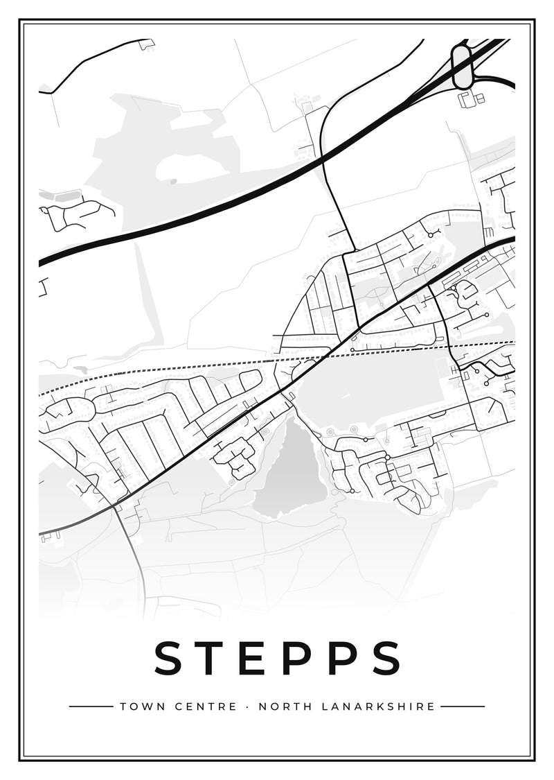 Stepps Town Centre Street Map Poster
