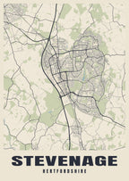Street map poster of Stevenage, Hertfordshire