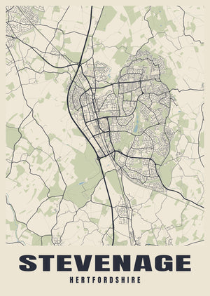 Stevenage Street Map Poster
