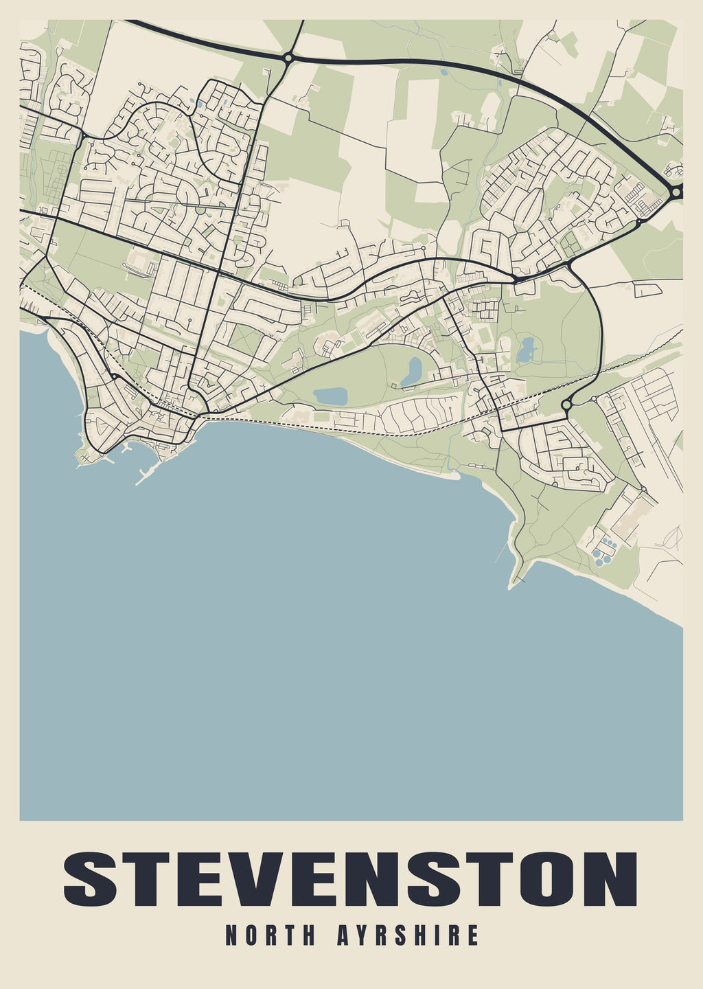 Street map poster of Stevenston, North Ayrshire