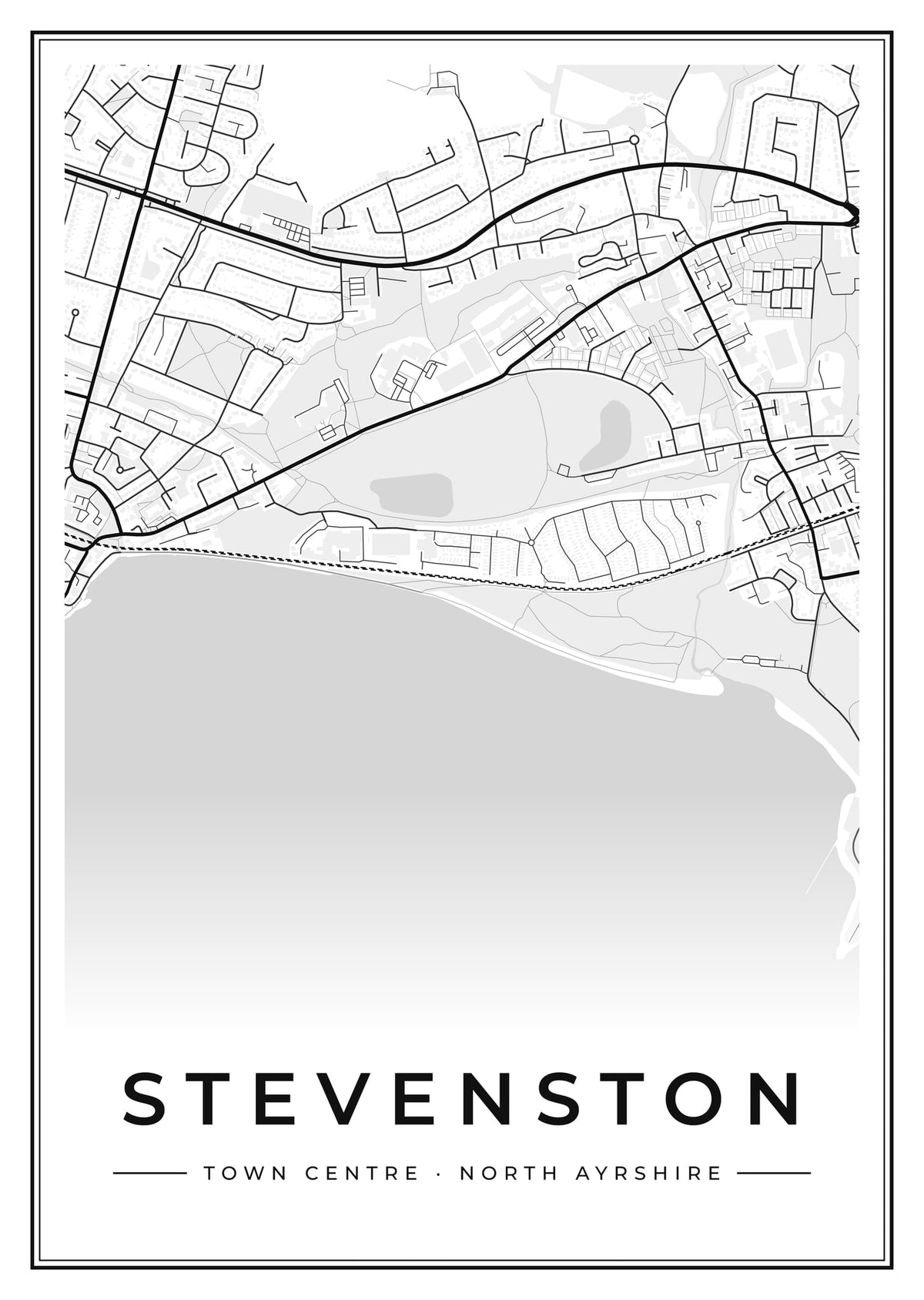 Street map poster of Stevenston town centre, North Ayrshire