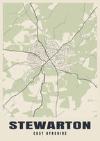 Street map poster of Stewarton, East Ayrshire