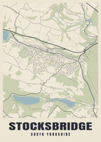 Street map poster of Stocksbridge, South Yorkshire