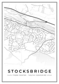 Street map poster of Stocksbridge town centre, South Yorkshire