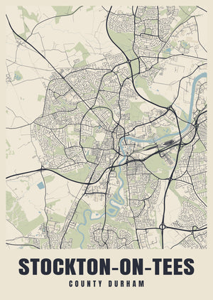 Stockton-on-Tees Street Map Poster