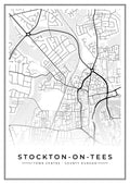 Street map poster of Stockton-on-Tees town centre, County Durham