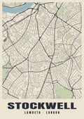 Heritage street map poster of Stockwell, Lambeth, London