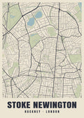 Heritage street map poster of Stoke Newington, Hackney, London