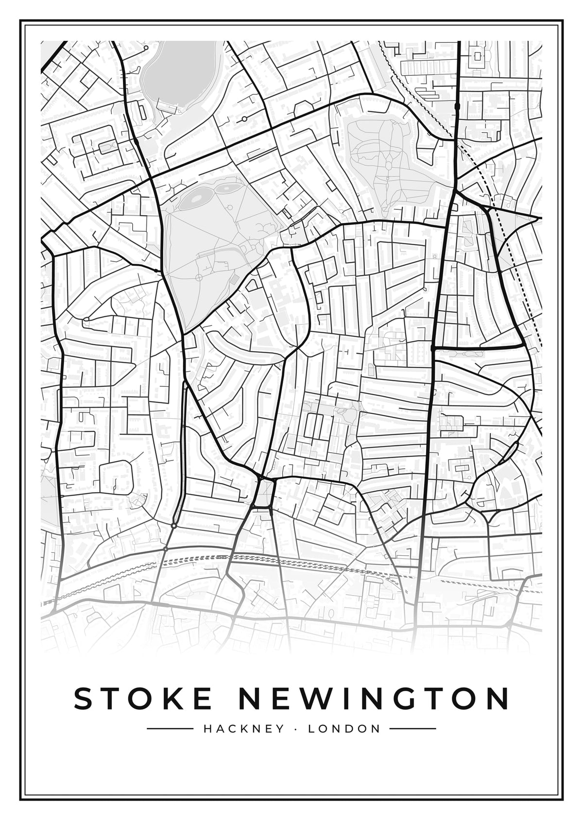 Street map poster of Stoke Newington, Hackney, London