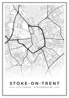 Street map poster of Stoke-on-Trent city centre, Staffordshire