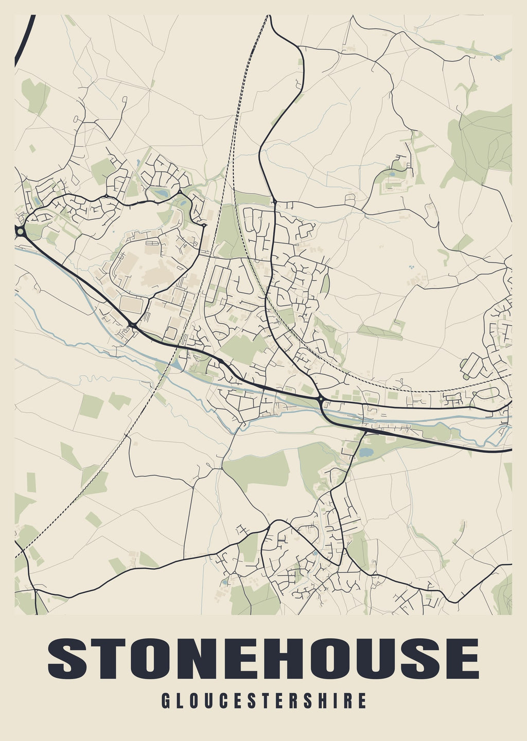 Street map poster of Stonehouse, Gloucestershire