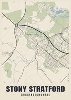Street map poster of Stony Stratford, Buckinghamshire