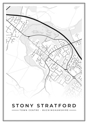 Stony Stratford Town Centre Street Map Poster