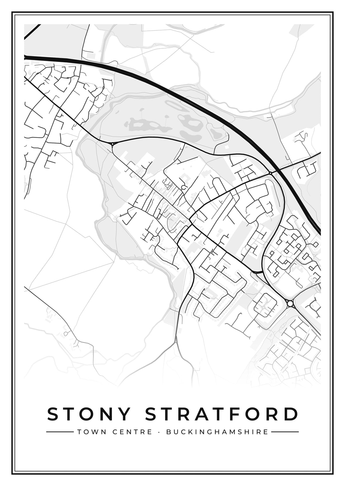 Street map poster of Stony Stratford town centre, Buckinghamshire