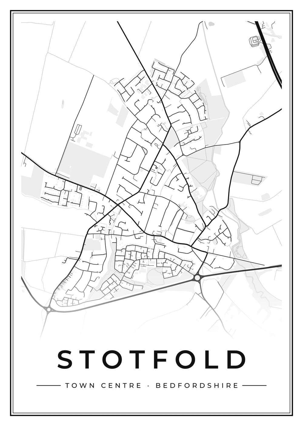 Stotfold Town Centre Street Map Poster