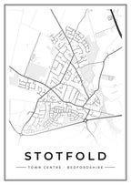 Street map poster of Stotfold town centre, Bedfordshire