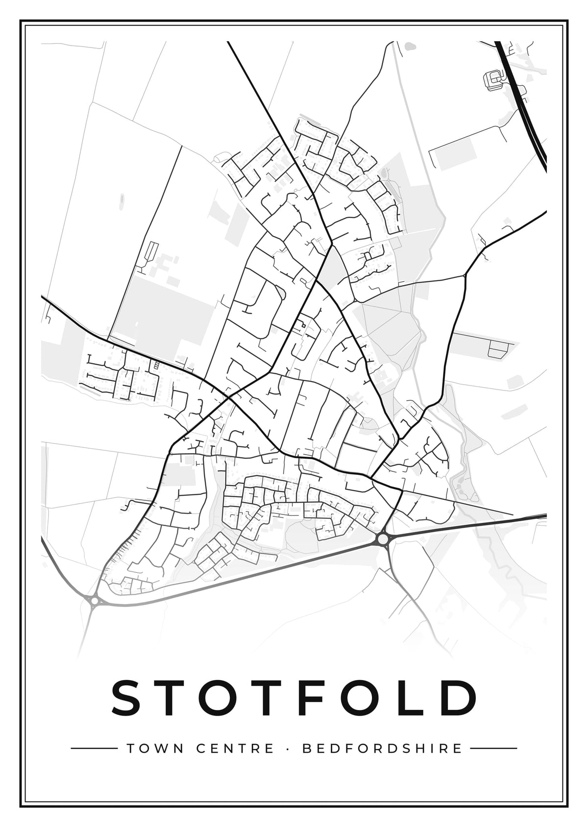 Street map poster of Stotfold town centre, Bedfordshire