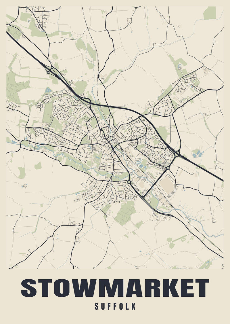 Stowmarket Street Map Poster