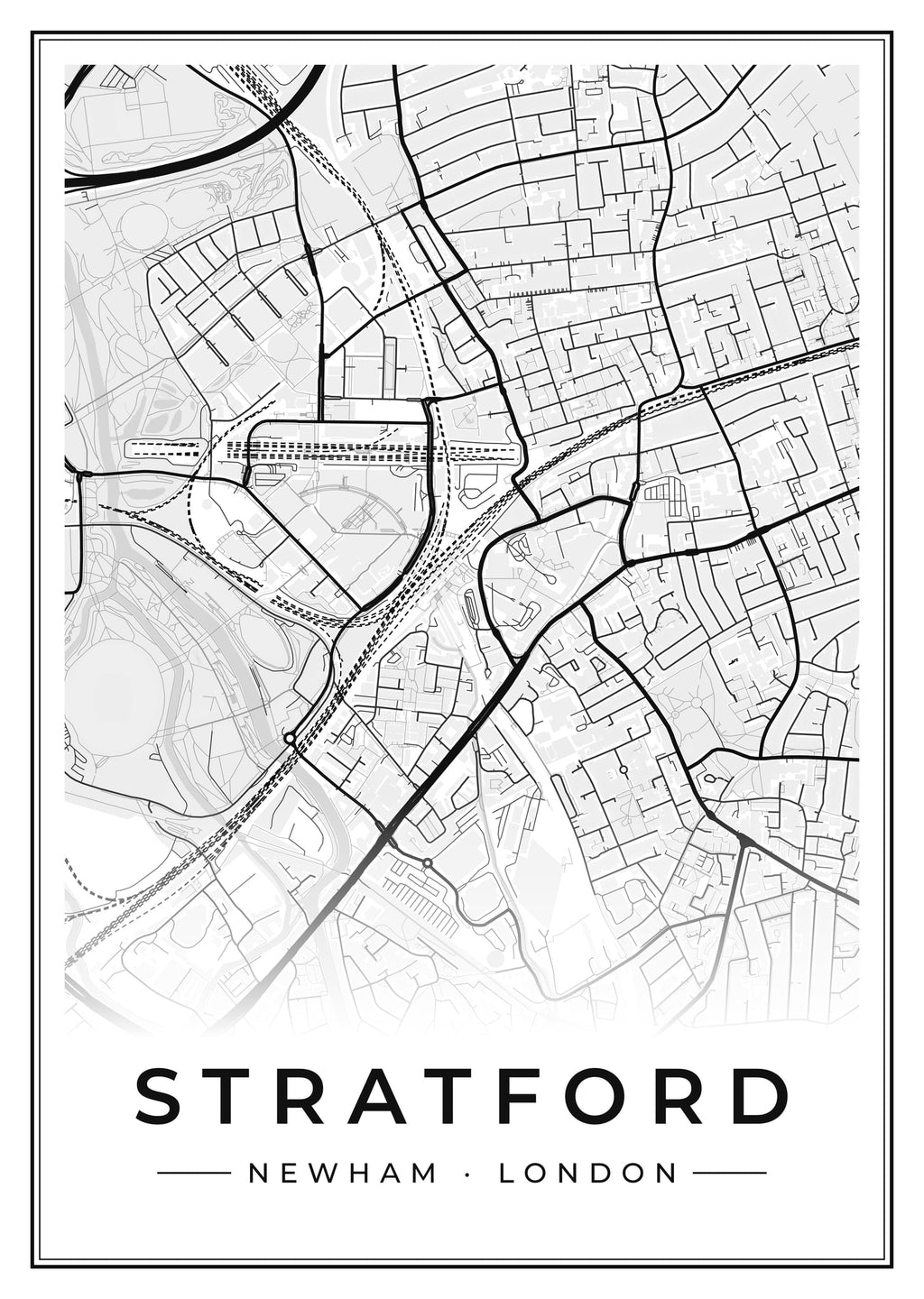 Street map poster of Stratford, Newham, London