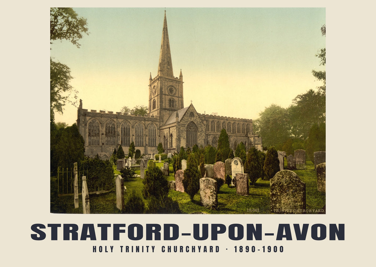 Holy Trinity Churchyard, Stratford-upon-Avon — Vintage photochrom print, 1890–1900