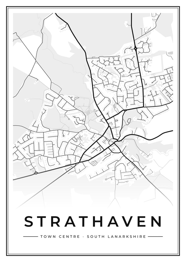 Strathaven Town Centre Street Map Poster