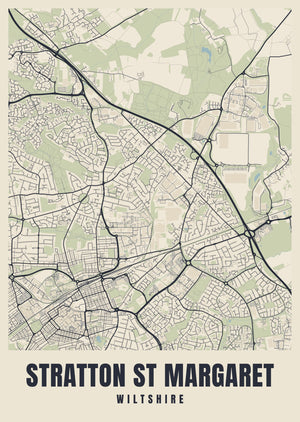 Stratton St Margaret Street Map Poster