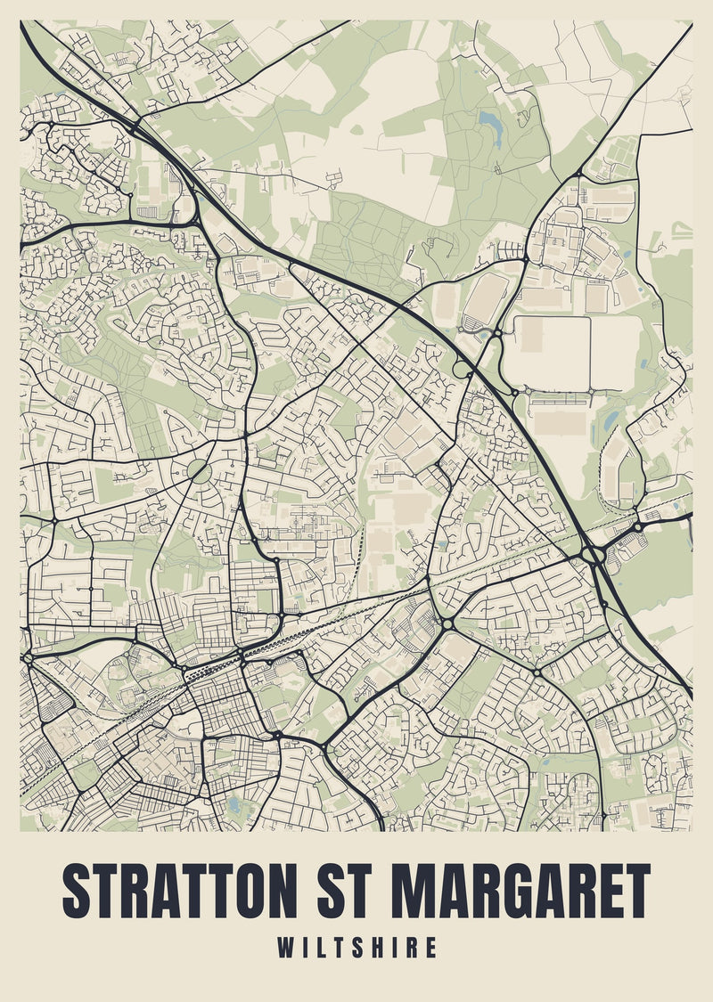 Stratton St Margaret Street Map Poster