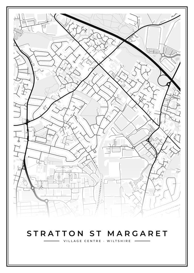 Stratton St Margaret Village Centre Street Map Poster
