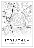 Street map poster of Streatham, Lambeth, London