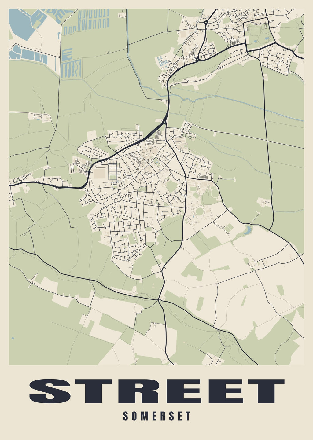 Street map poster of Street, Somerset