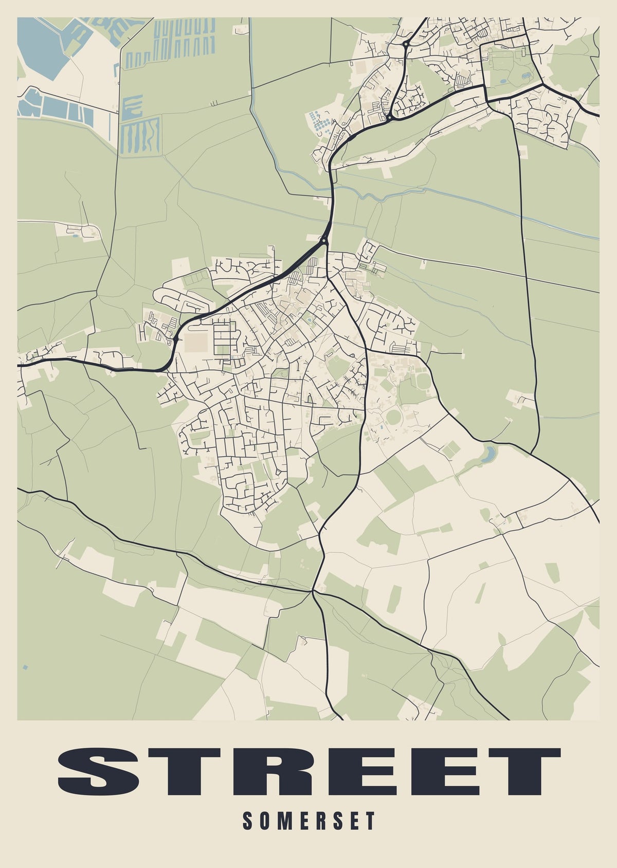 Street map poster of Street, Somerset