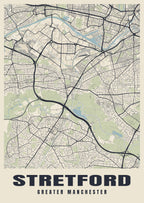 Street map poster of Stretford, Greater Manchester