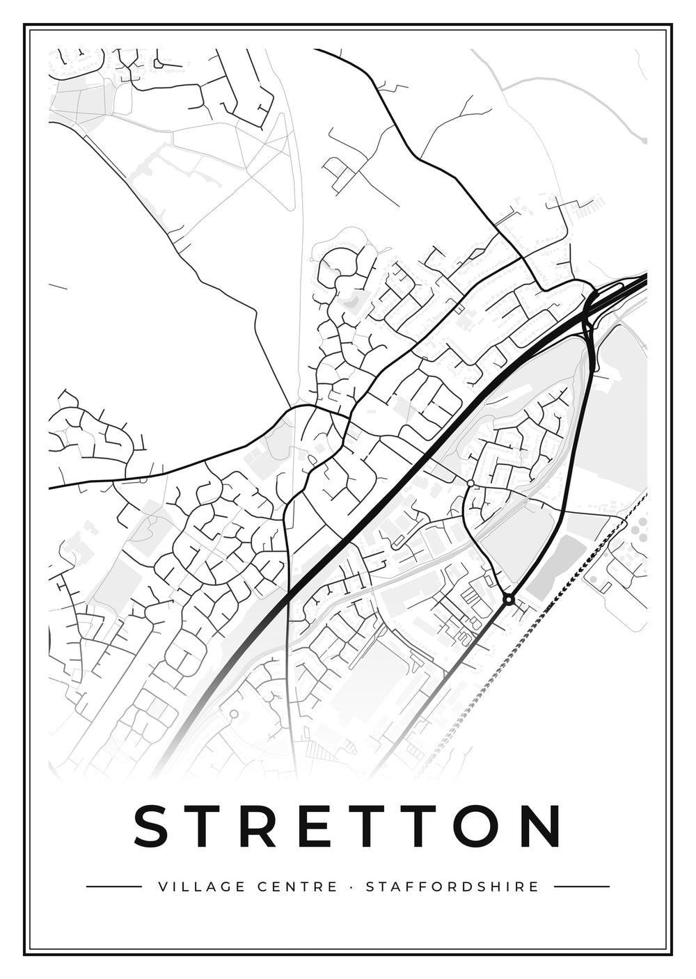 Stretton Village Centre Street Map Poster