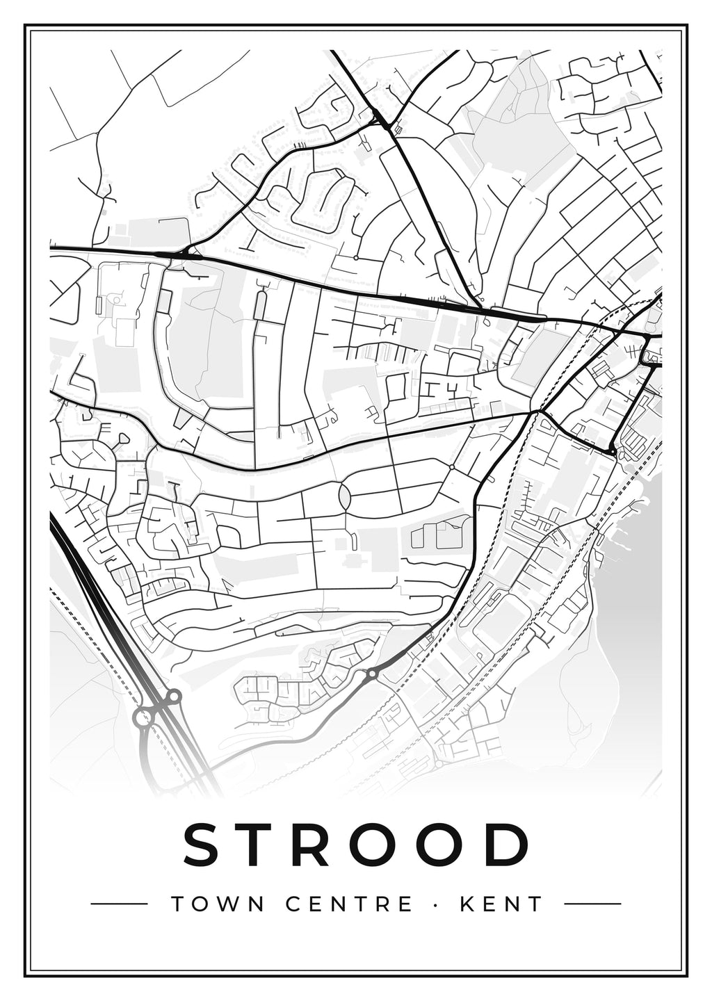 Street map poster of Strood town centre, Kent