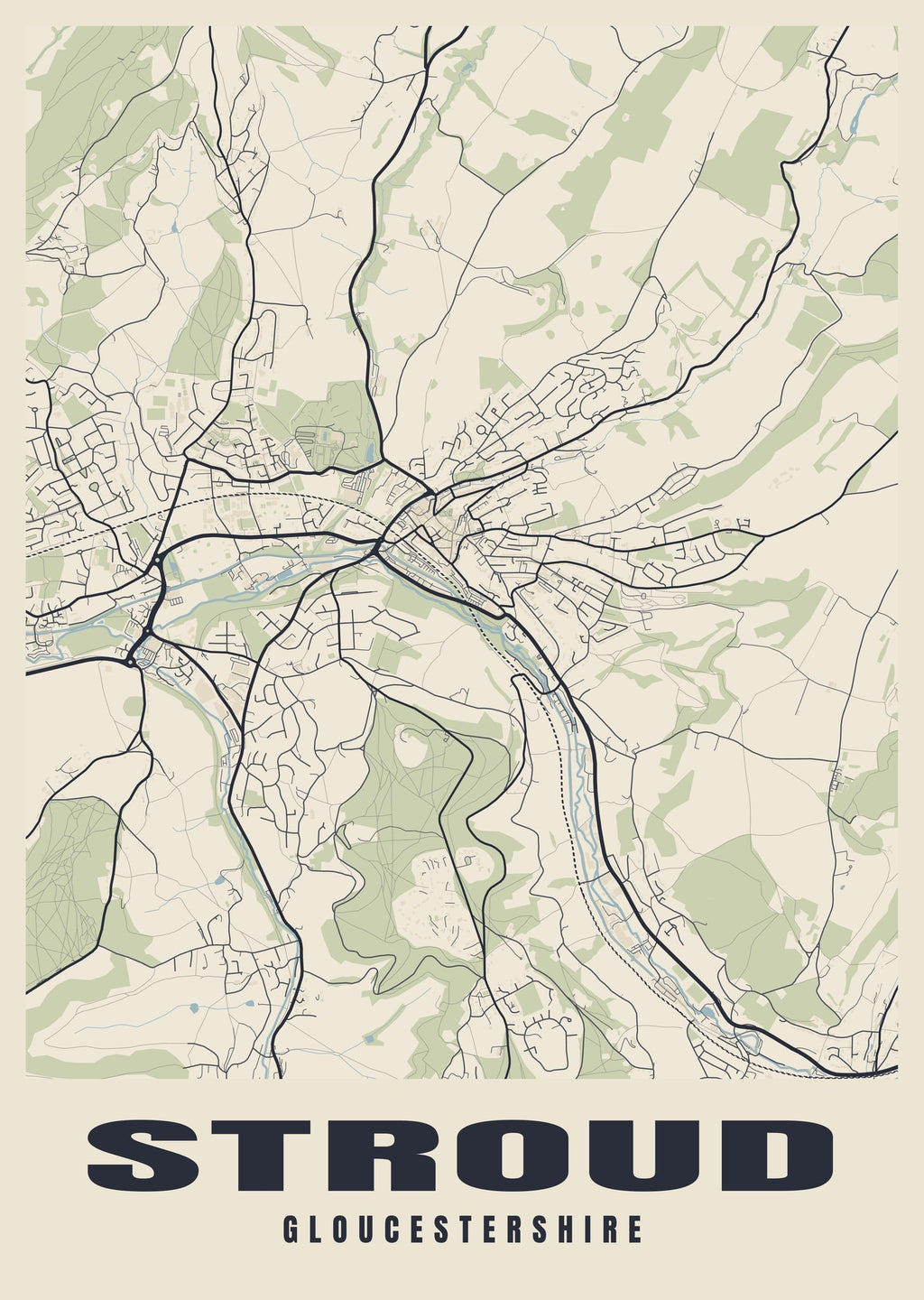 Street map poster of Stroud, Gloucestershire