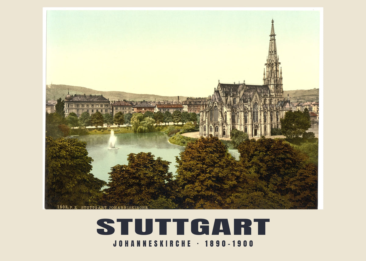 Johanneskirche, Stuttgart, 1890–1900 heritage photograph