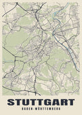 Street map poster of Stuttgart, Baden-Württemberg