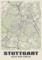 Street map poster of Stuttgart, Baden-Württemberg
