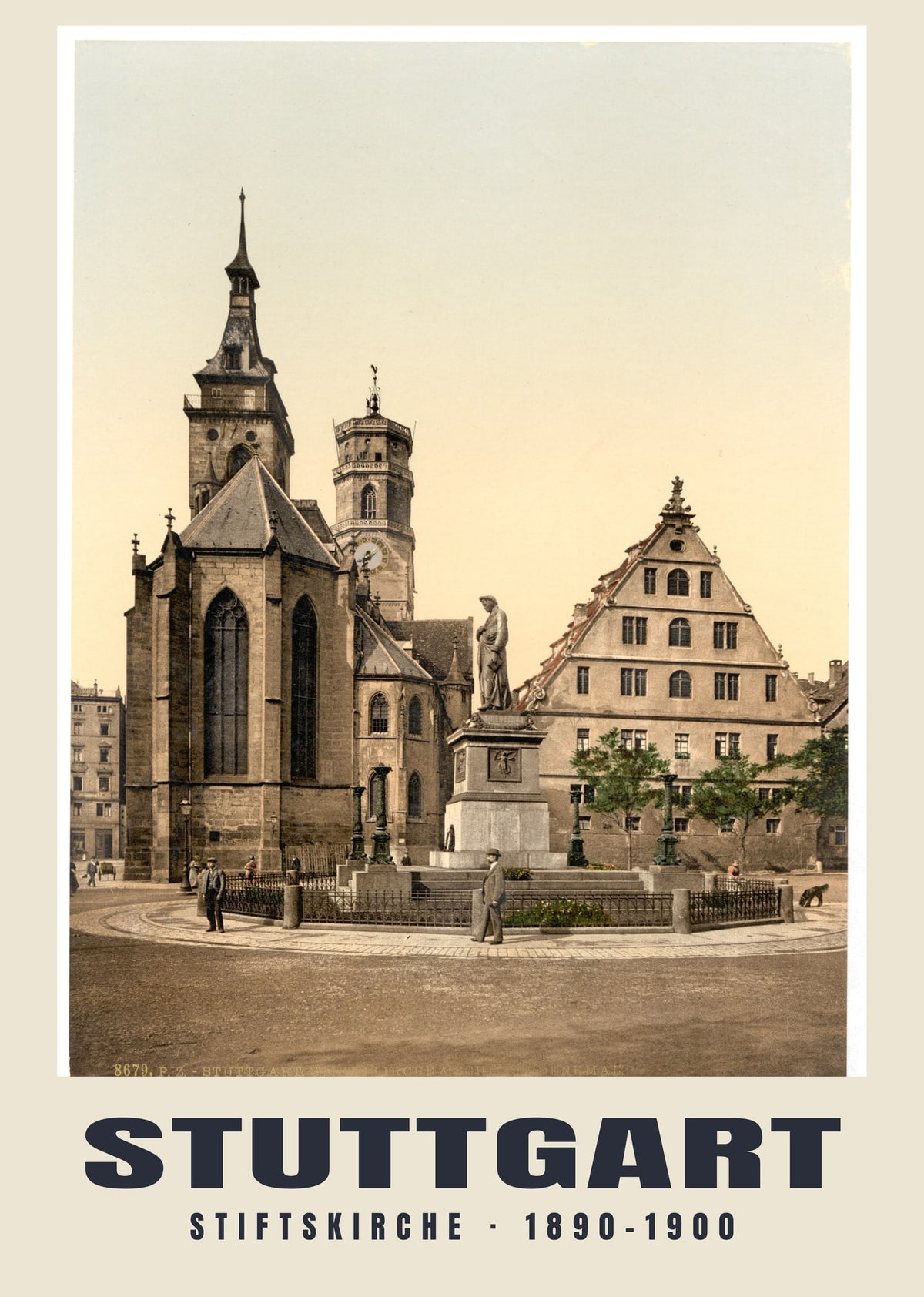 Stiftskirche, Stuttgart, 1890–1900 heritage photograph